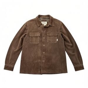 BC Ethic Genuine Suede Leather Shirt Jacket Brown Men’s S Oversized Women
